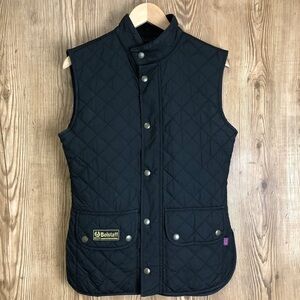 Belstaff Women’s Black Quilted Puffer Vest Fitted Utility Waistcoat Size 40